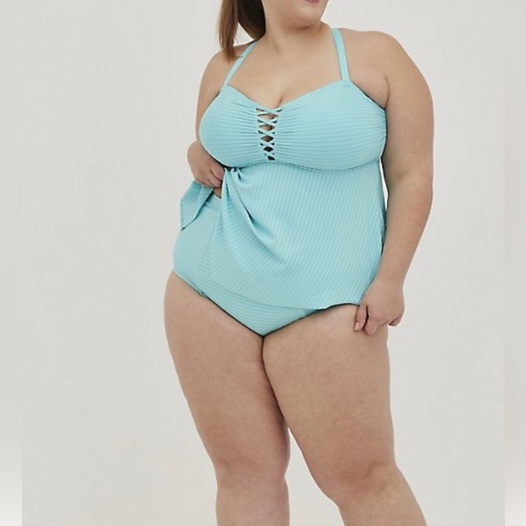 Torrid High Wasted Ruched Swim Brief - Blue size 2X - Picture 4 of 4